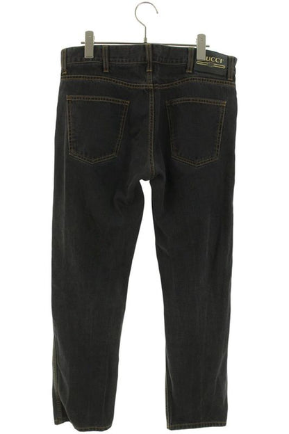 Gucci 408637 Xdap2 Tapered Denim Pants With Embroidery Men's 34
