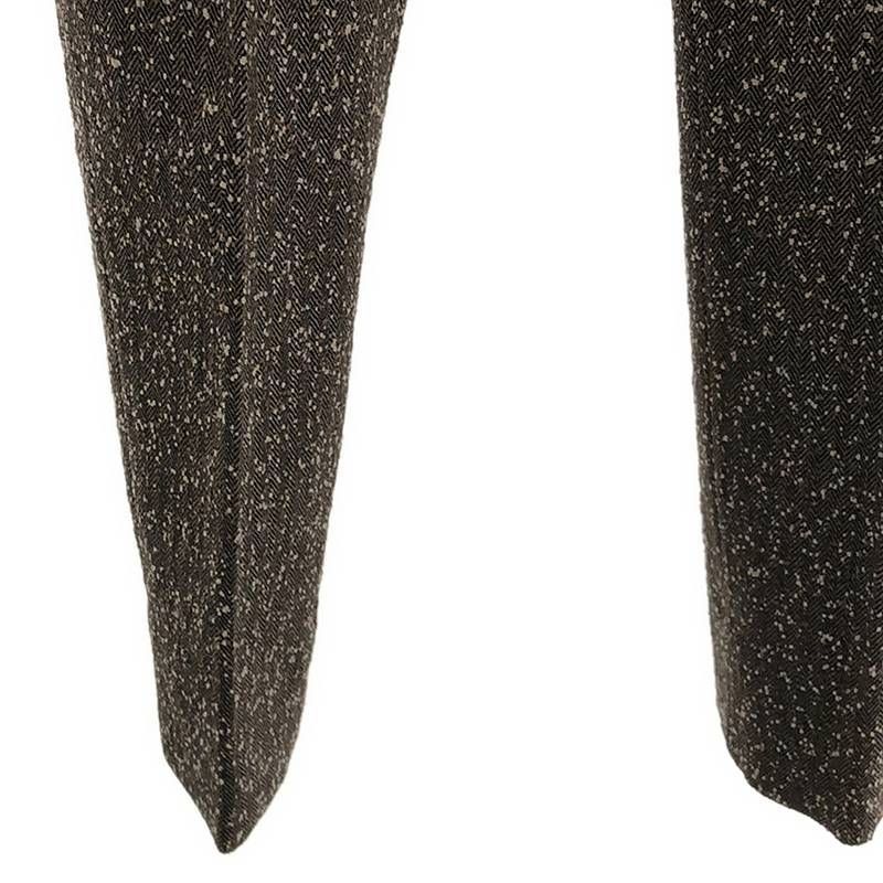 Bottega Veneta - 2021aw - Silk-blend Herringbone Slacks Pants - 36 - Brown -