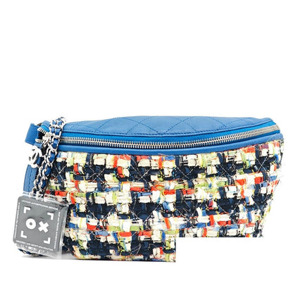 Chanel Quilted Tweed Lambskin Blue Multicolor 2-Way Waist Bag — view 2