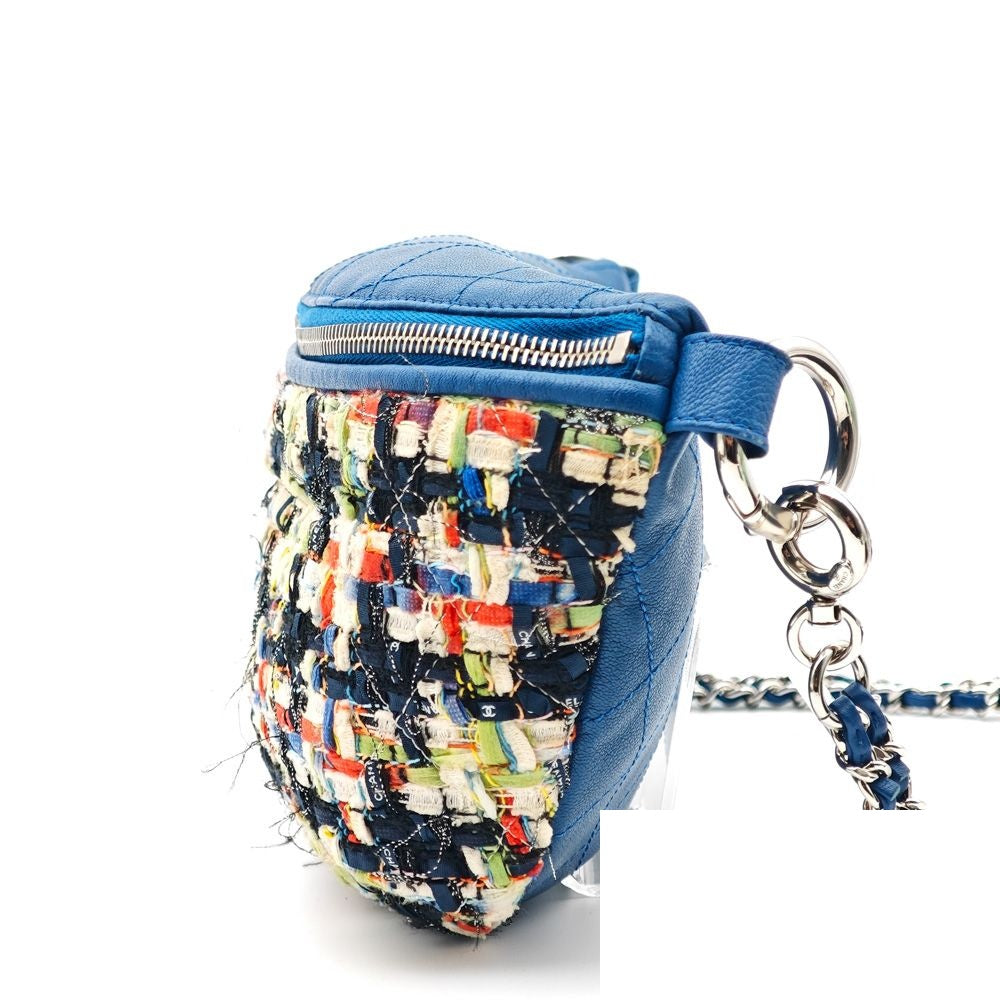 Chanel Quilted Tweed Lambskin Blue Multicolor 2-Way Waist Bag — view 4