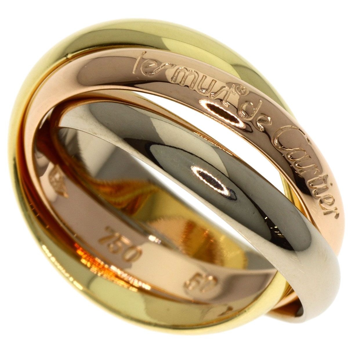 Cartier Trinity 50 Ring 18K Yellow Gold Pink White
