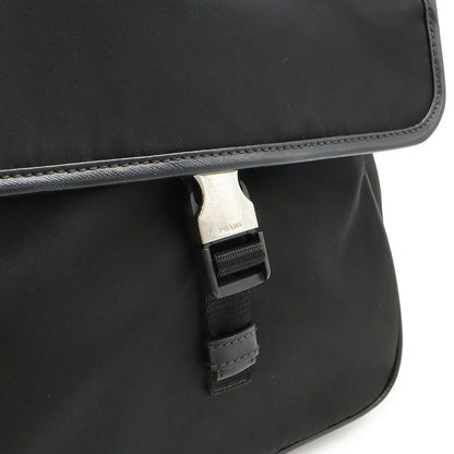 Prada Shoulder Bag Messenger Bag Crossbody Nylon Leather NERO Black Silver