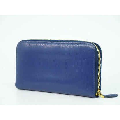Prada Saffiano Leather Zip Around Wallet Blue — view 2