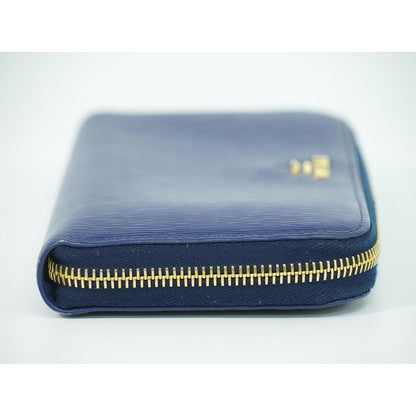 Prada Saffiano Leather Zip Around Wallet Blue — view 4
