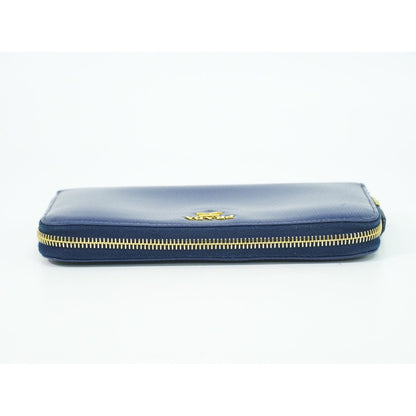 Prada Saffiano Leather Zip Around Wallet Blue — view 5