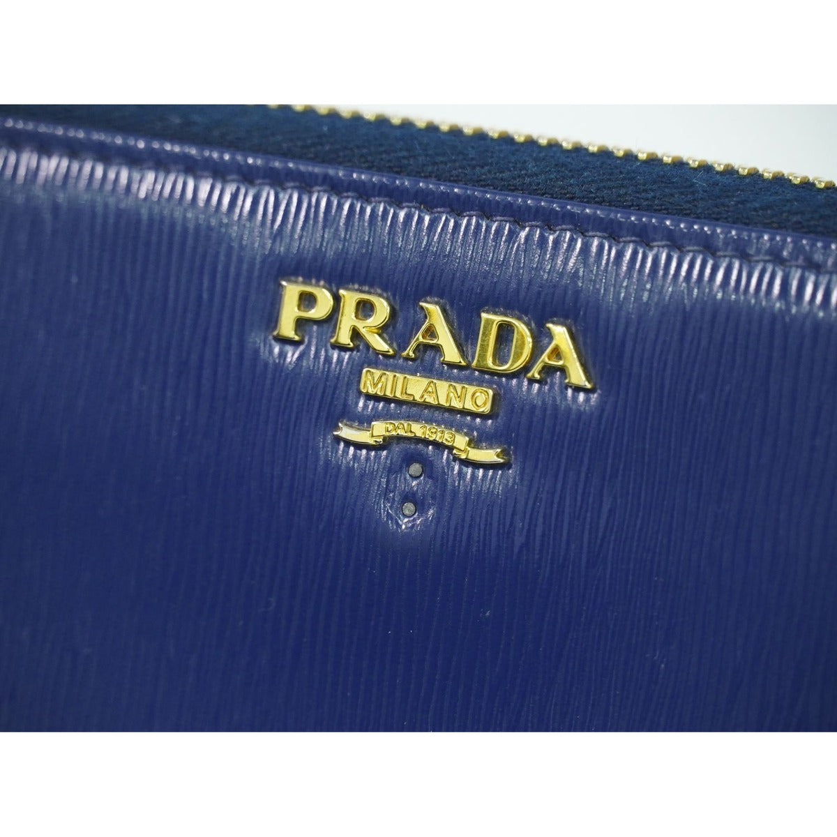 Prada Saffiano Leather Zip Around Wallet Blue — view 7
