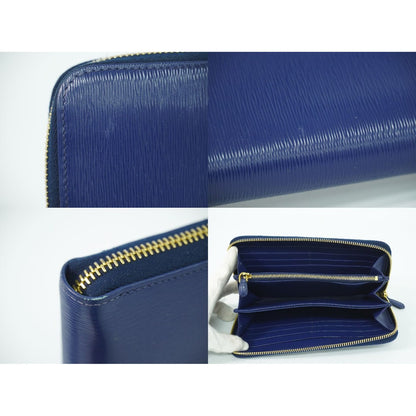 Prada Saffiano Leather Zip Around Wallet Blue — view 8