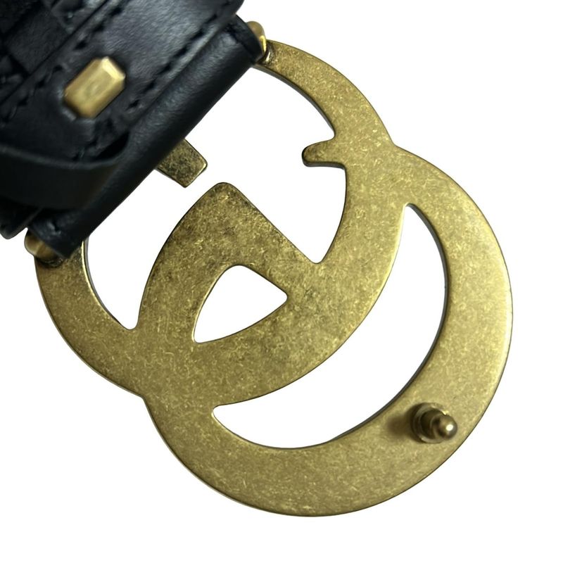 Gucci Belt 75-30 GG Marmont/gg Plus/gg Supreme 400593 Beige Black And Gold