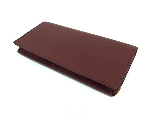 Cartier Mustline Leather Foldable Long Wallet With Coin Purse Bordeaux Ff1266