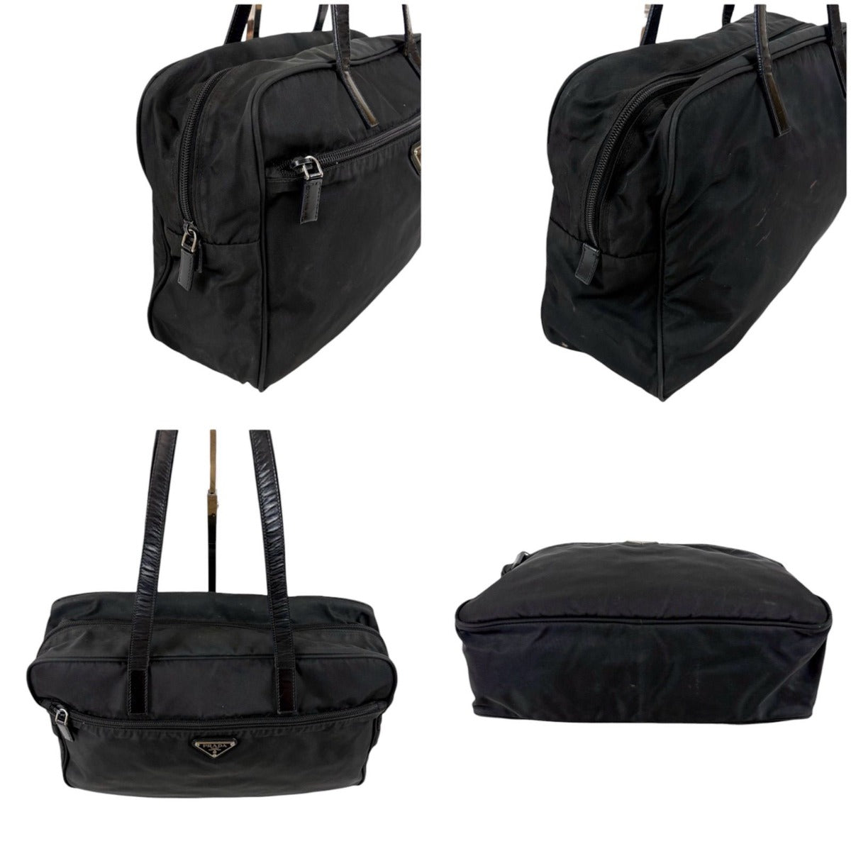 Prada Triangle Logo Tote Business Black Tessuto — view 3