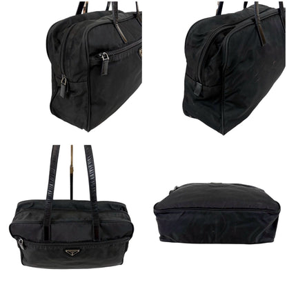 Prada Triangle Logo Tote Business Black Tessuto — view 3