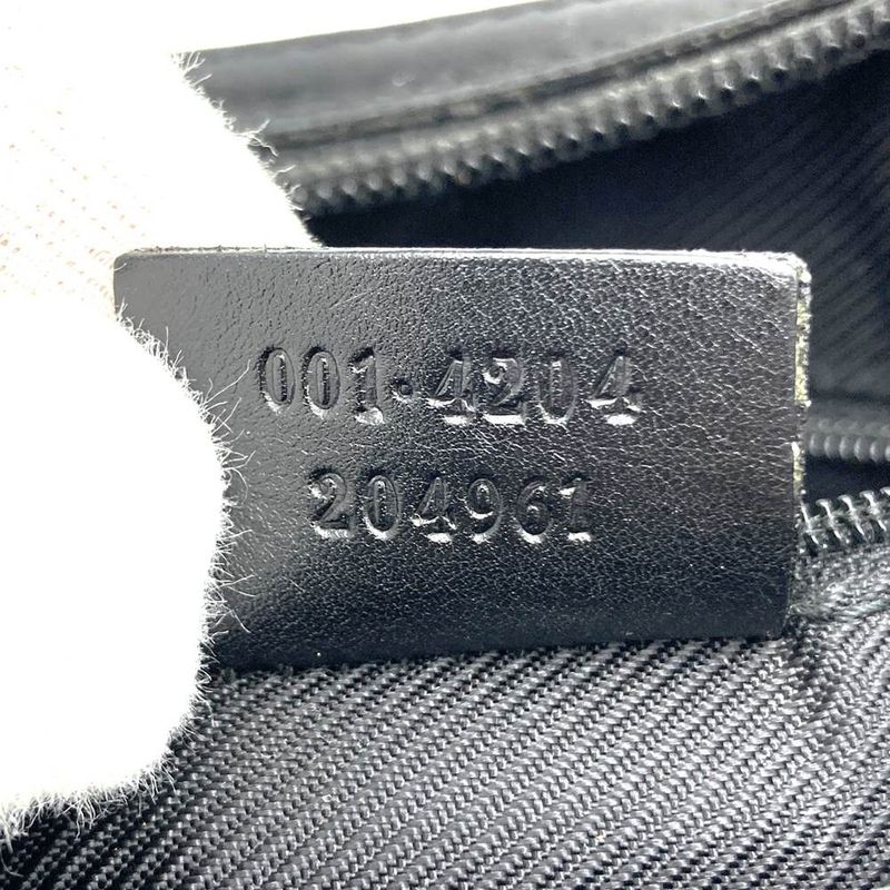 Gucci 001 4204 Shoulder Bag Handbag Black GG Canvas/leather Ladies Men Fashion