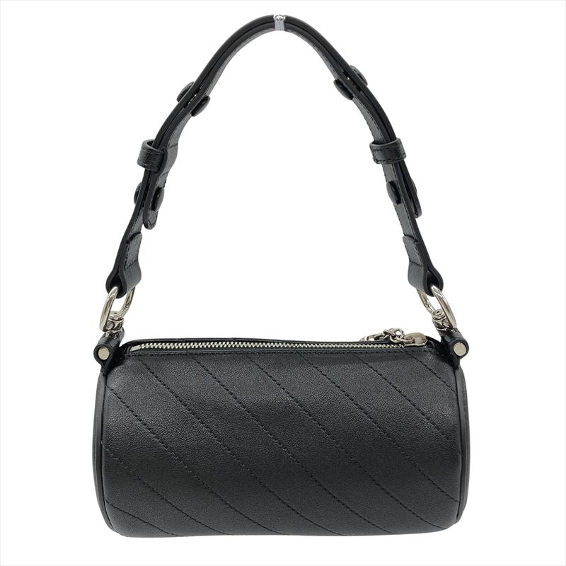 Gucci Blondi Handbag Leather Black Silver Hardware Tube Shape Women's