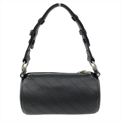Gucci Blondi Handbag Leather Black Silver Hardware Tube Shape Women's