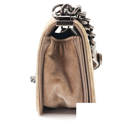 Chanel Shoulder Bag Boy Velvet Light Brown — view 5