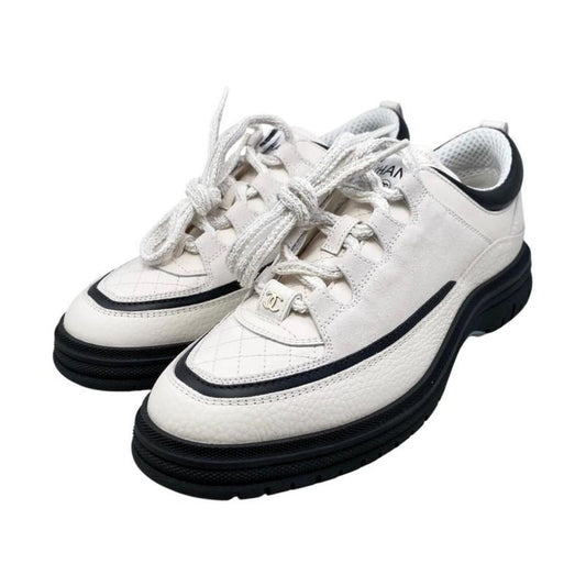 Chanel Sneakers Matelasse Coco Mark G46258 37 Size Suede Calfskin Lambskin