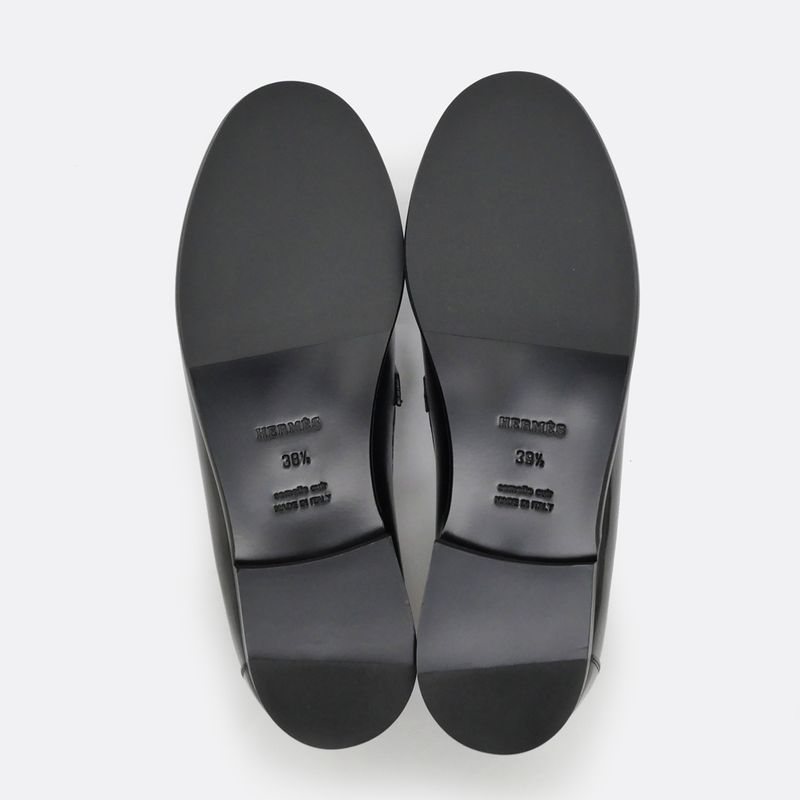 Hermes D'estaing Moccasins Loafers H242095z Size 38 1 2 Black Studs