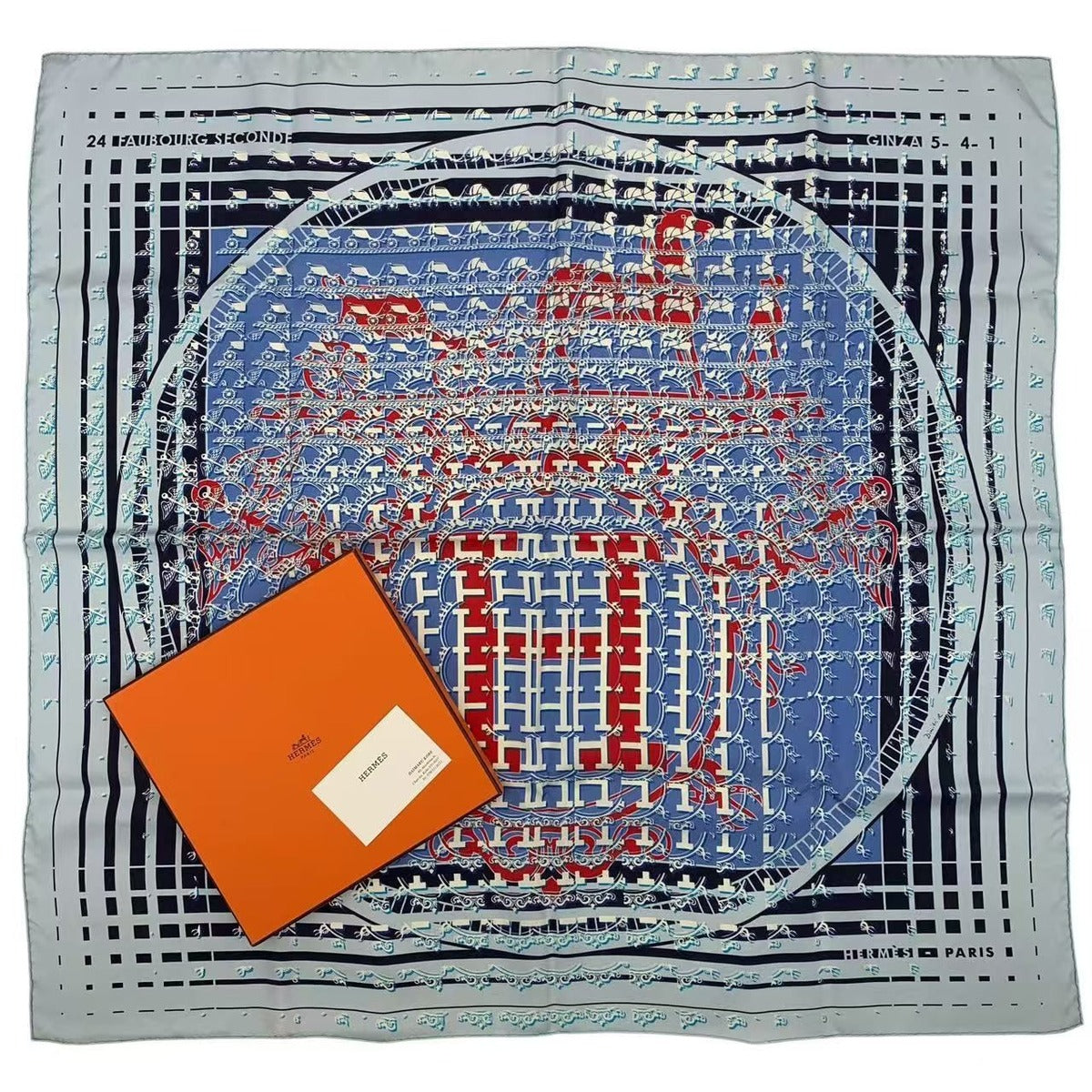 Hermes Carre 90 Scarf Silk 24 Faubourg Seconde Ginza Store