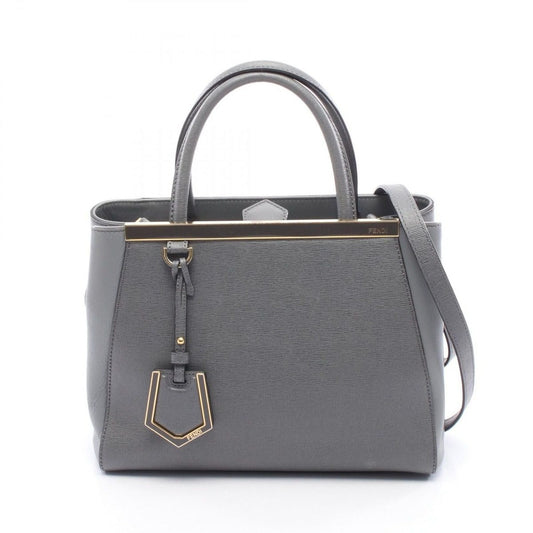 Fendi Handbag Petite 2-Way Gray Leather Toujour