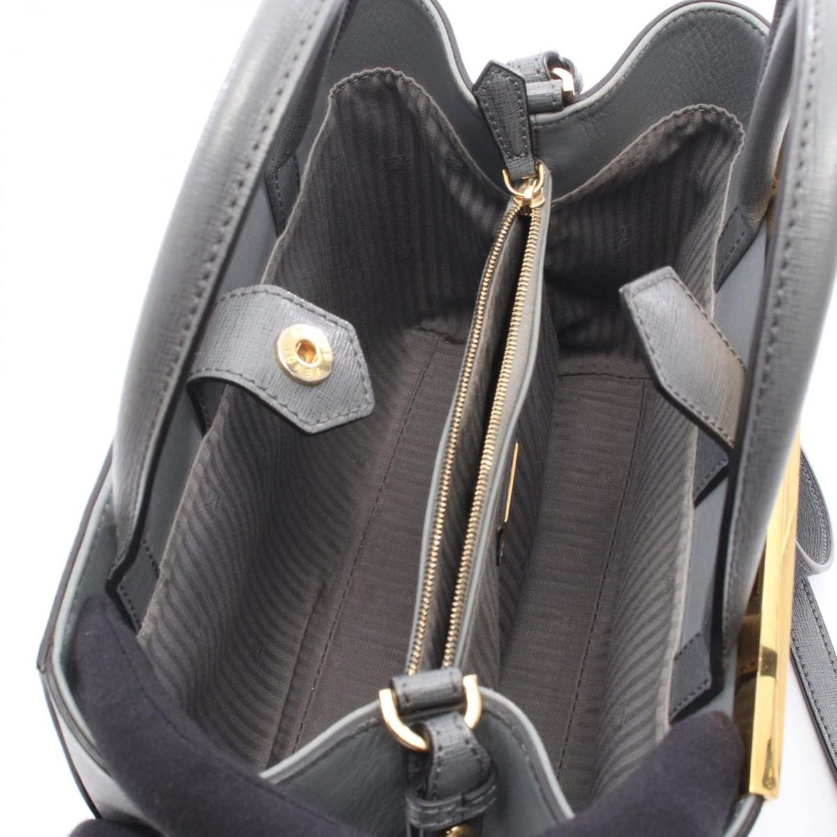 Fendi Handbag Petite 2-Way Gray Leather Toujour — view 3