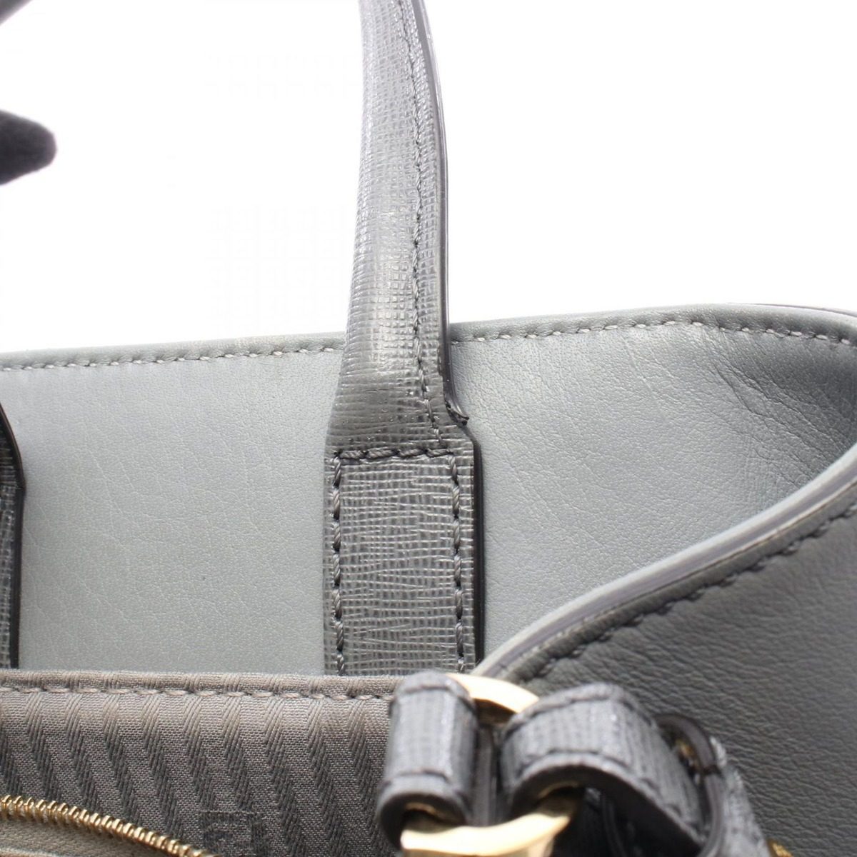 Fendi Handbag Petite 2-Way Gray Leather Toujour — view 6