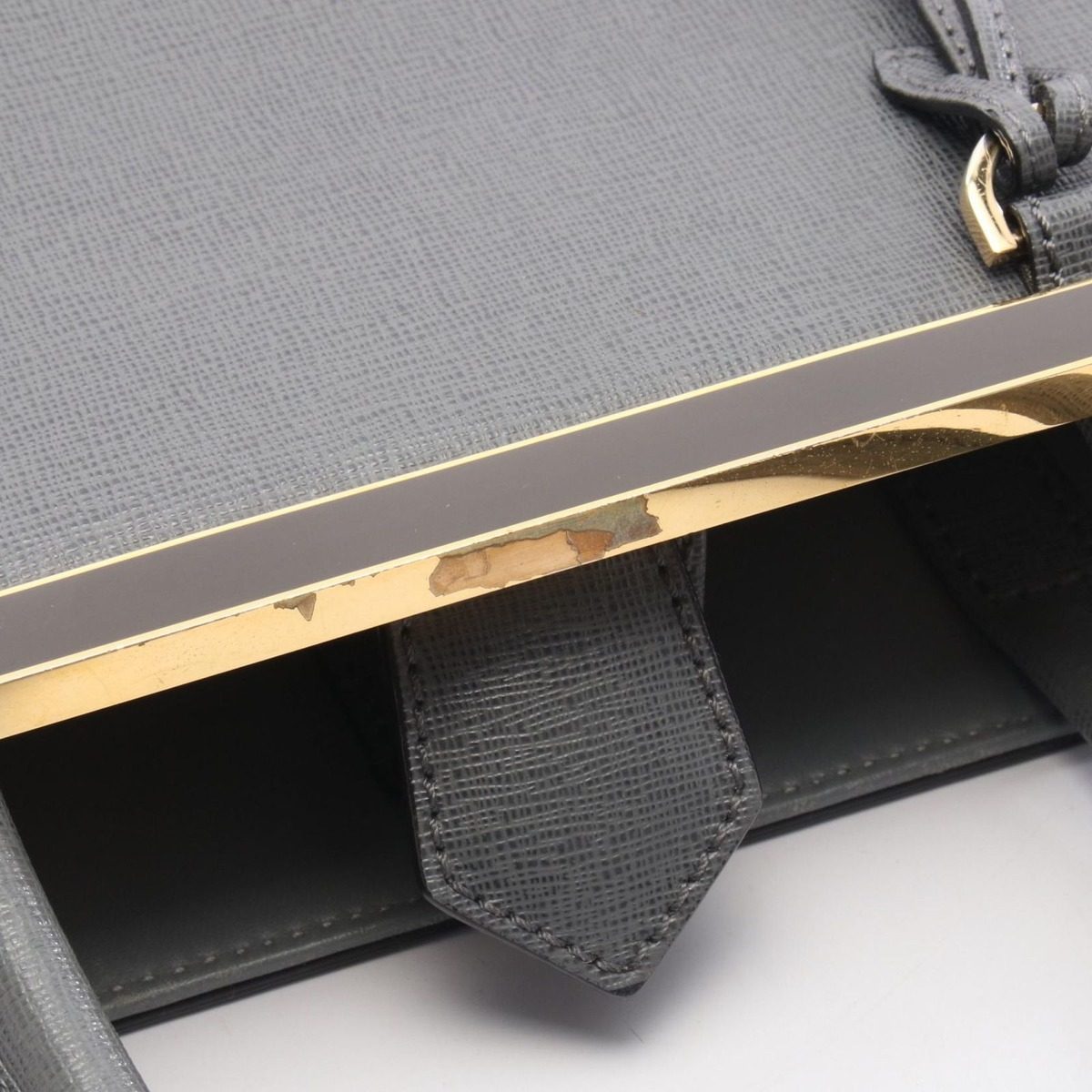 Fendi Handbag Petite 2-Way Gray Leather Toujour — view 7