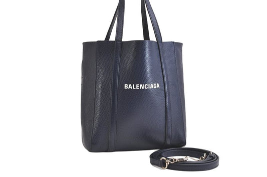 Balenciaga Everyday Tote Shoulder Bag 2way XXS Leather Navy 3642n
