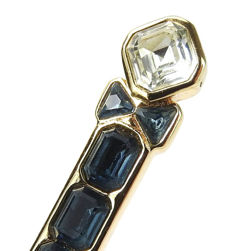 Christian Dior Brooch Metal Gold Clear Gold Hardware Plated Rhinestone Ribbon