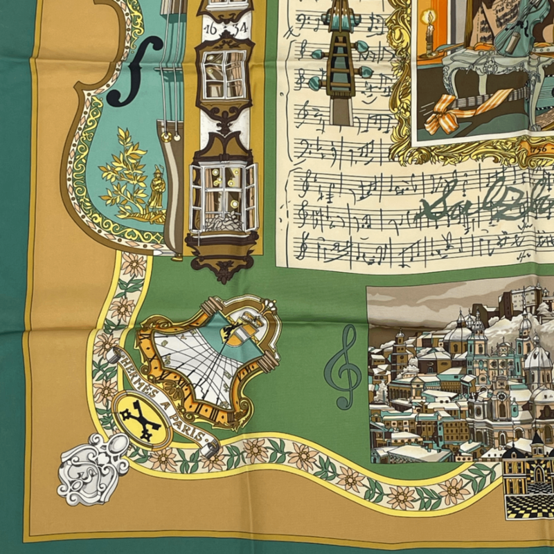 Hermes Carre 90 In Salzburg At Salzburg Scarf Silk Green