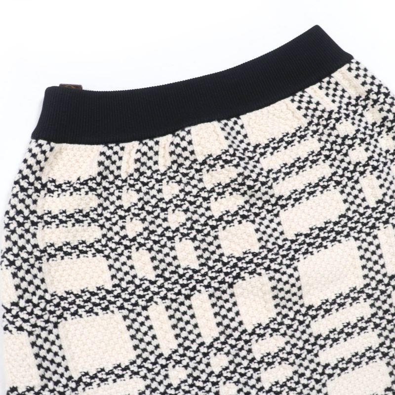 Louis Vuitton 22AW Wool Cotton Cashmere Blend Monogram Tag Knit Skirt Tight