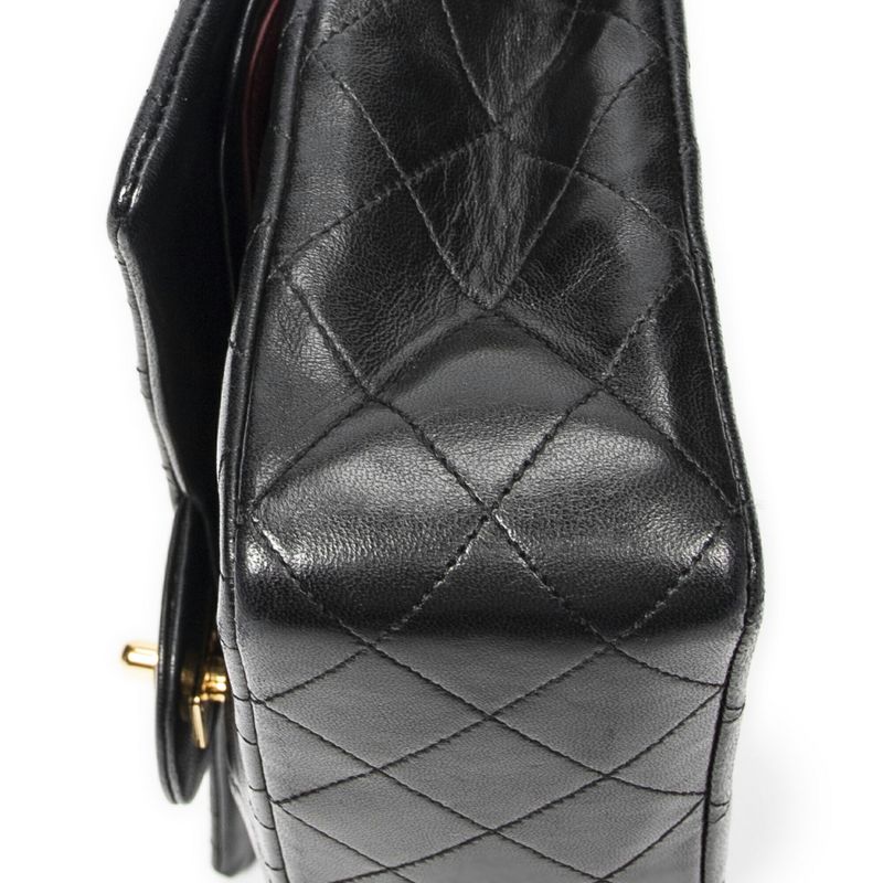Chanelmatelasse W Flap Black Matelasse Lambskin Leather A