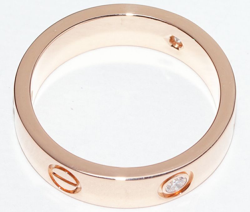 Cartier Ring 18K Pink Gold Diamond 3P (022ct) Love Ring Half Diamond B40875