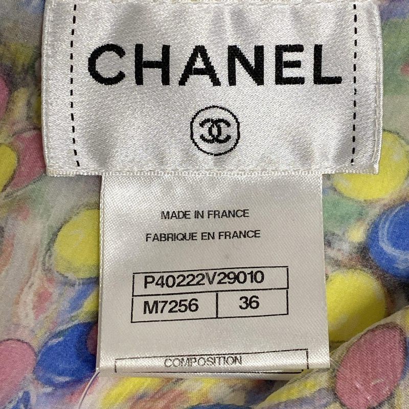 Chanel Dress Size 36 S Ladies - P40222 Pink X Yellow X Multi Short Sleeves Knee