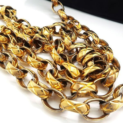 Chanel Chain Shoulder Gripoix 1993? Suede Black Chevron Chanel