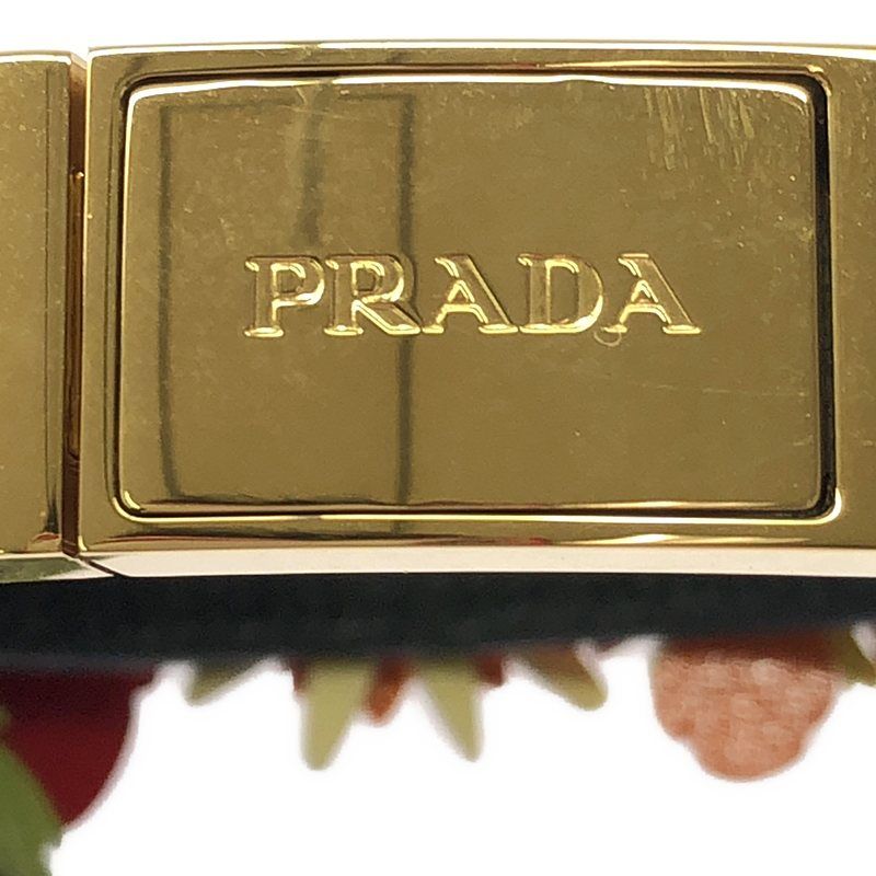 Prada Leather Bracelet With Flower Decoration And Logo - Multicolor - Women