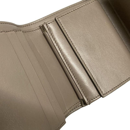 Celine Trifold Wallet Small Tri-fold Wallet Gray Beige Leather