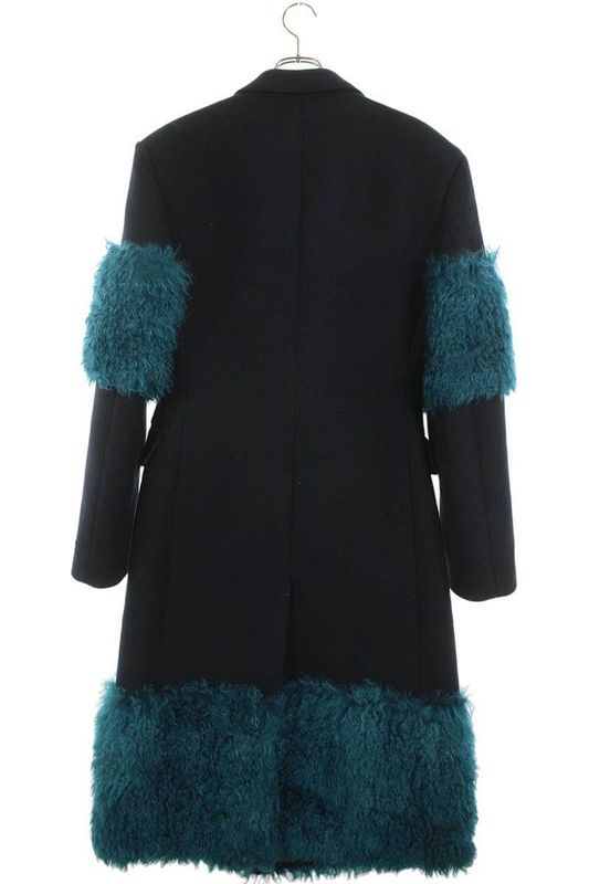 Prada Uc474e S222 180 Faux Fur Decorated Wool Chester Coat Men 46R