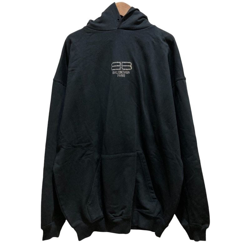Balenciaga BB Logo Rhinestone Hoodie M Size Black