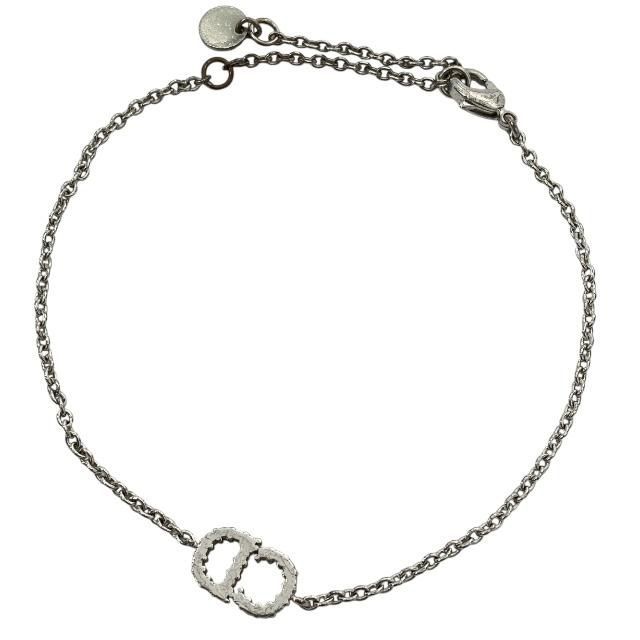 Christian DIOR Bracelet Bangle Clair D LUNE CD Logo Metal Rhinestone Silver