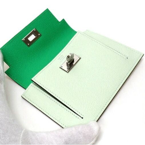 Hermes Kelly Pocket Compact Tricolor Wallet Epsom Valfiz Nata Veil Comic — view 3