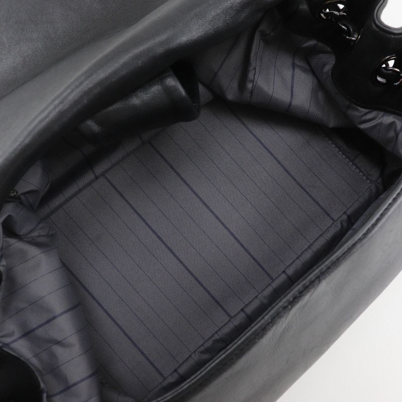 Chanel W Chain Shoulder Studded Coco Mark Lambskin Black Ladies Shoulder Bag