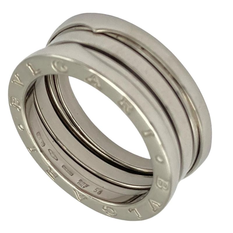 Bulgari Bvlgari B-zero1 2 Band Ring #54 18K White Gold 102g White Togo Old