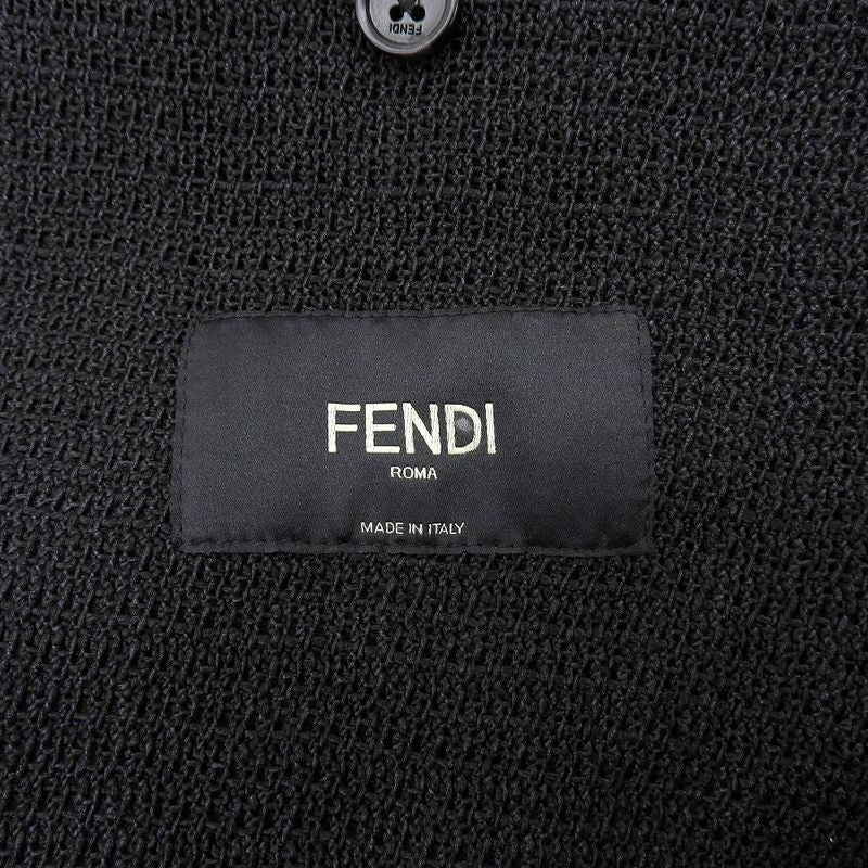 Fendi Current Black Tag Wool Silk Blend Organdie Summer Jacket 50 Black Men's
