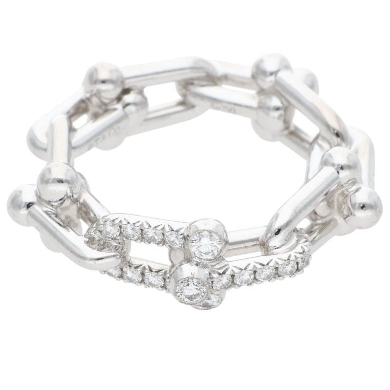 Tiffany & Co Ha Deware 18K White Gold Diamo Lulink Ring