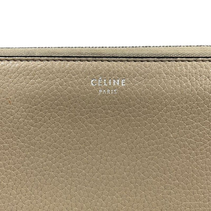 2853 Celine Large Zipped Wallet Long Zipper Beige Preowned W-Tn-3106