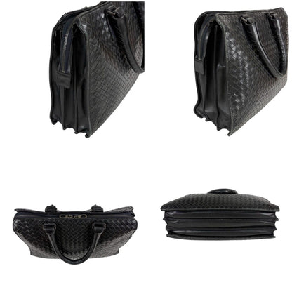Bottega Veneta Intrecciato Leather Business Briefcase Black — view 3