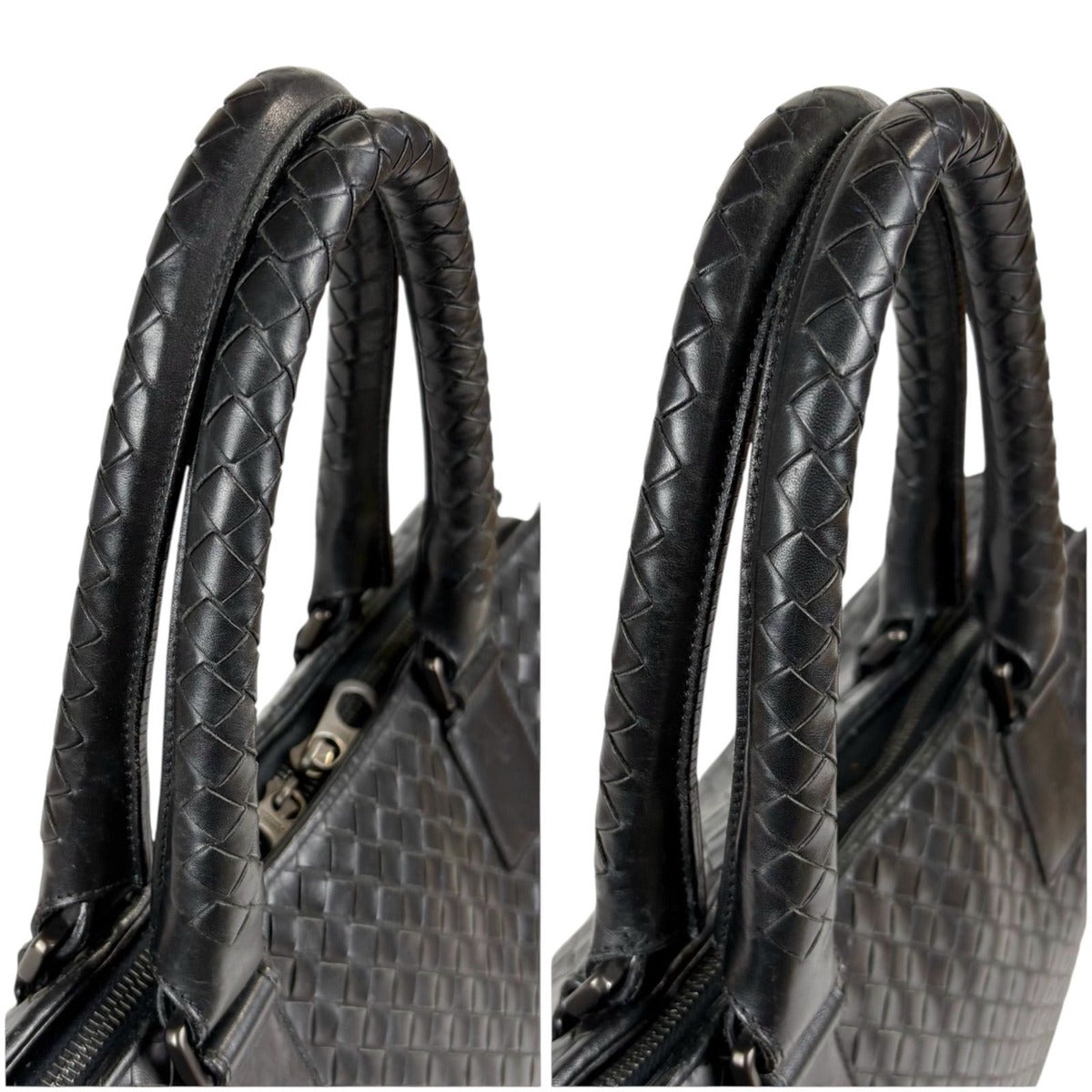 Bottega Veneta Intrecciato Leather Business Briefcase Black — view 6