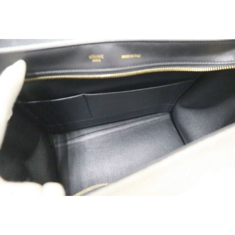 Celine Trapeze Handbag Leather Felt Black Gray Gold — view 6