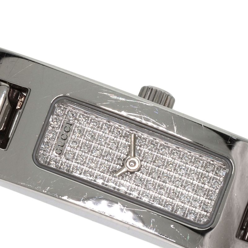 Gucci 3900l Square Face Dial With Diamonds Wristwatch SS Ladies