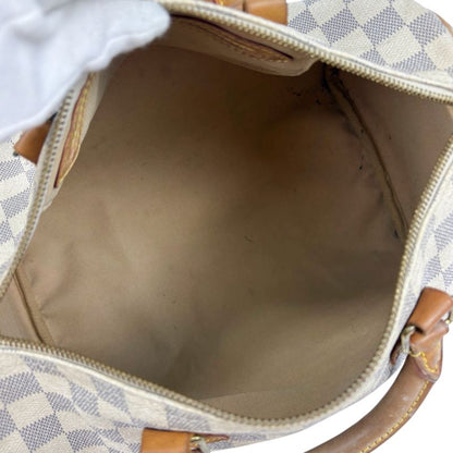 Louis Vuitton Damier Azure Leather Speedy 30 Handbag Mini Boston Bag Padlock